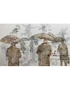 Manolo Ebra (Ourense 1960). Hieratismos erráticos. Mixta sobre lienzo. 2