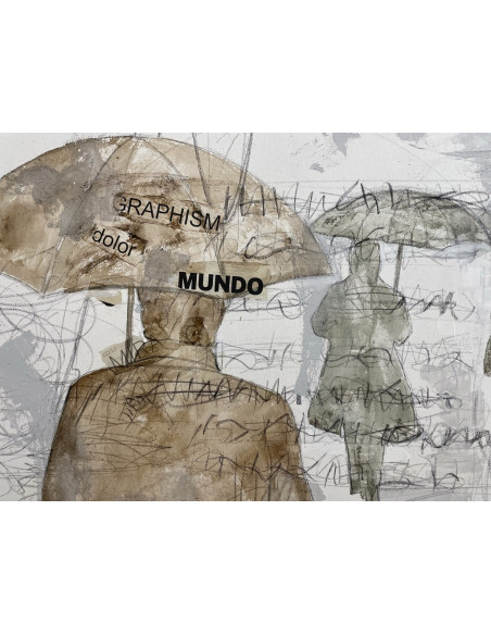 Manolo Ebra (Ourense 1960). Hieratismos erráticos. Mixta sobre lienzo.
