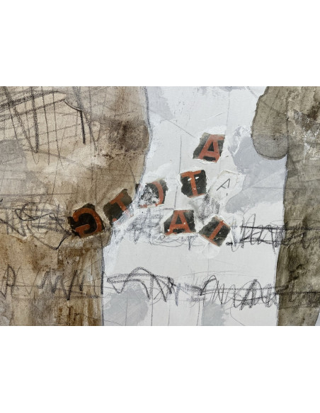 Manolo Ebra (Ourense 1960). Hieratismos erráticos. Mixta sobre lienzo.
