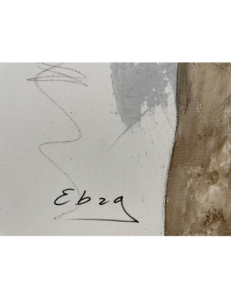 Manolo Ebra (Ourense 1960). Hieratismos erráticos. Mixta sobre lienzo.