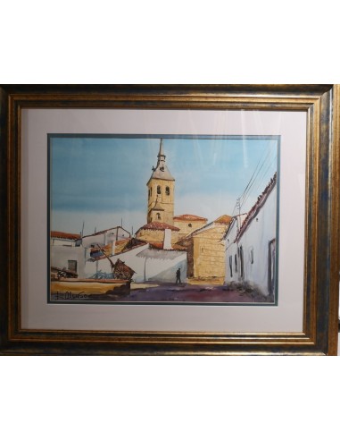 Rafael Alonso, López Montero (Carmena, Toledo, 1921 - Navalcarnero, 2009) Paisaje castellano. Acuarela