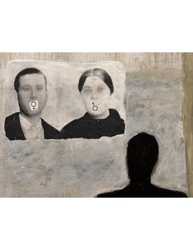 Manolo Ebra (Ourense 1960). Hieratismos erráticos. Mixta sobre tabla.