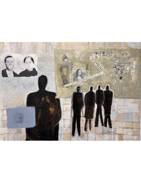Manolo Ebra (Ourense 1960). Hieratismos erráticos. Mixta sobre tabla.