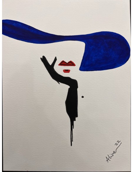 Alice del Río. (Gijón, Asturias, 1988). La dama del sombrero. Mixta cartulina.