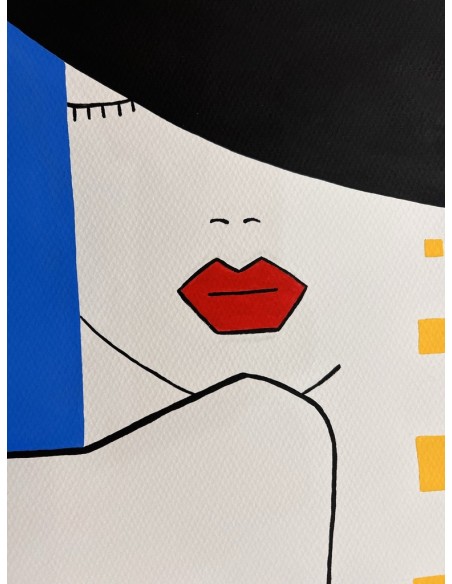 Alice del Río. (Gijón, Asturias, 1988). La dama del sombrero. Mixta cartulina.