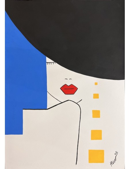 Alice del Río. (Gijón, Asturias, 1988). La dama del sombrero. Mixta cartulina.