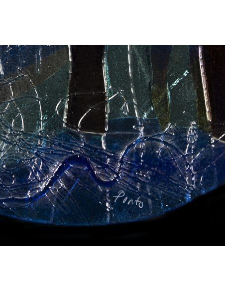 Gerardo Porto (A Coruña 1925 - Ámsterdam 2010). Gondoleros en Venecia. Cristal Van Tetterode.