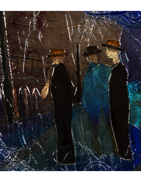 Gerardo Porto (A Coruña 1925 - Ámsterdam 2010). Gondoleros en Venecia. Cristal Van Tetterode.