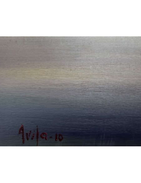 Antonio Vila (A Coruña 1935). Marina. Óleo sobre papel tela..