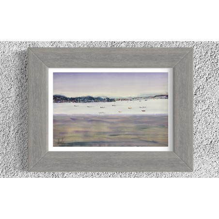 Antonio Vila (A Coruña 1935). Marina. Acuarela sobre papel Arches.