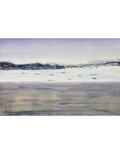 Antonio Vila (A Coruña 1935). Marina. Acuarela sobre papel Arches.