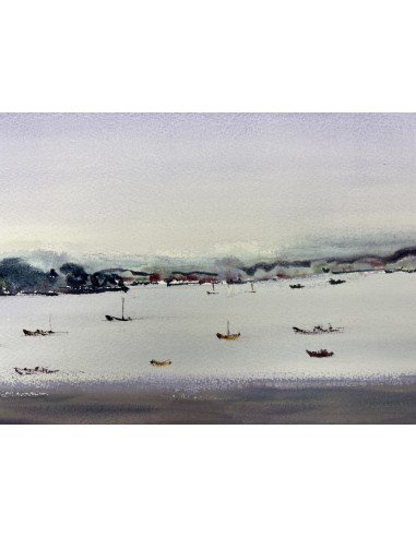 Antonio Vila (A Coruña 1935). Marina. Acuarela sobre papel Arches.