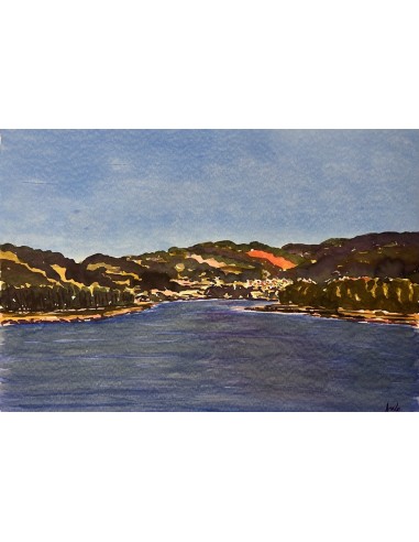 Antonio Vila (A Coruña 1935). Marina. Acuarela sobre papel.