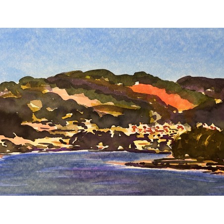 Antonio Vila (A Coruña 1935). Marina. Acuarela sobre papel.