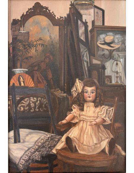 Rogelio Puente. (La Habana, Cuba, 1936 - A Coruña, 1996). El anticuario. Óleo sobre lienzo.