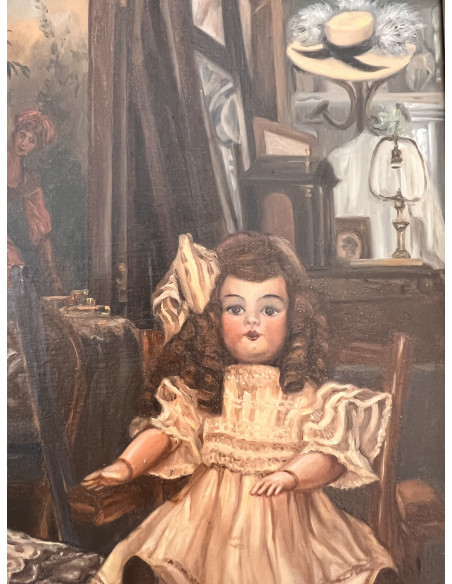 Rogelio Puente. (La Habana, Cuba, 1936 - A Coruña, 1996). El anticuario. Óleo sobre lienzo.