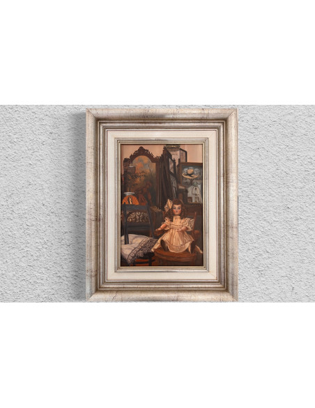 Rogelio Puente. (La Habana, Cuba, 1936 - A Coruña, 1996). El anticuario. Óleo sobre lienzo.