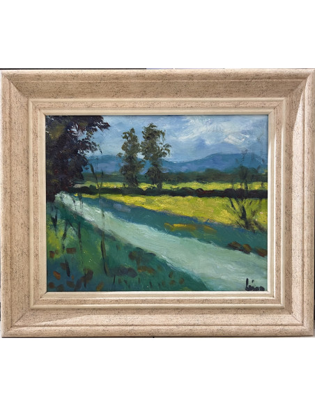 Lino Silva. (Cambados, Pontevedra, 1950). Paisaje. Óleo sobre lienzo.