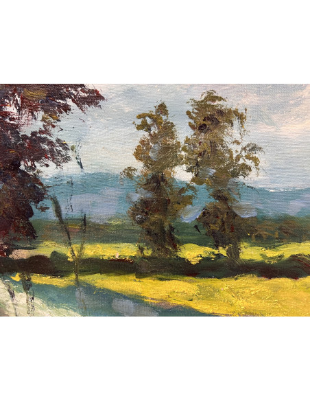 Lino Silva. (Cambados, Pontevedra, 1950). Paisaje. Óleo sobre lienzo.