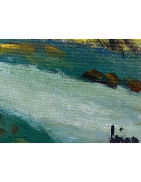 Lino Silva. (Cambados, Pontevedra, 1950). Paisaje. Óleo sobre lienzo.