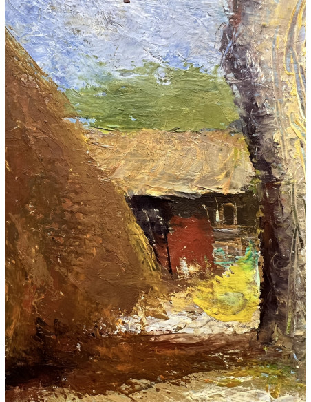 Manuel Torres (Marín, Pontevedra, 1901 - 1995). Paisaje. Óleo sobre tabla.