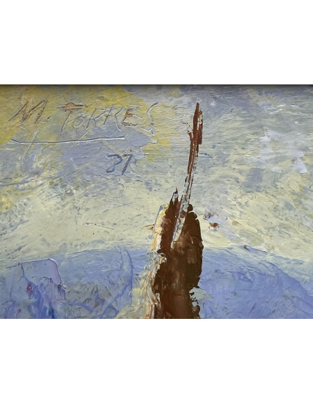 Manuel Torres (Marín, Pontevedra, 1901 - 1995). Paisaje. Óleo sobre tabla.