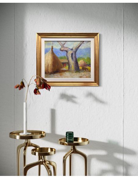 Manuel Torres (Marín, Pontevedra, 1901 - 1995). Paisaje. Óleo sobre tabla.