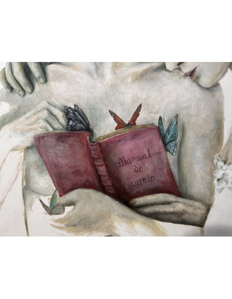 Noemí Penela (Pontedeume, 1977). Manual de vuelo. Mixta sobre arpillera.