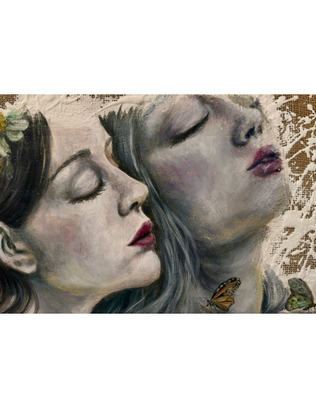 Noemí Penela (Pontedeume, 1977). Sensaciones. Mixta sobre arpillera.
