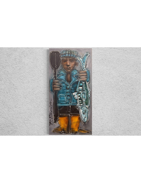 Fernando Pereira (A Coruña, 1959). Pescador. Técnica mixta sobre lienzo.