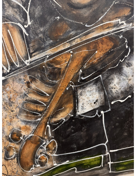 Fernando Pereira (A Coruña, 1959). Violinista. Técnica mixta sobre lienzo.