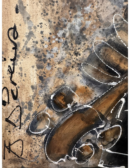 Fernando Pereira (A Coruña, 1959). Violinista. Técnica mixta sobre lienzo.