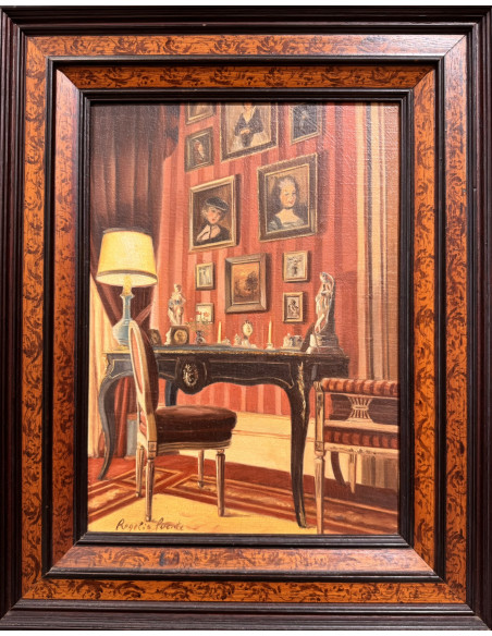 Rogelio Puente. (La Habana, Cuba, 1936 - A Coruña, 1996). Interior. Óleo sobre lienzo.