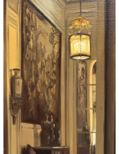 Rogelio Puente. (La Habana, Cuba, 1936 - A Coruña, 1996). Interior. Óleo sobre lienzo.