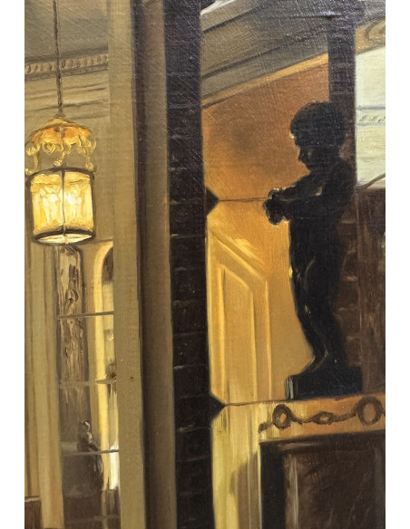 Rogelio Puente. (La Habana, Cuba, 1936 - A Coruña, 1996). Interior. Óleo sobre lienzo.