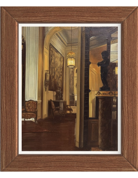 Rogelio Puente. (La Habana, Cuba, 1936 - A Coruña, 1996). Interior. Óleo sobre lienzo.