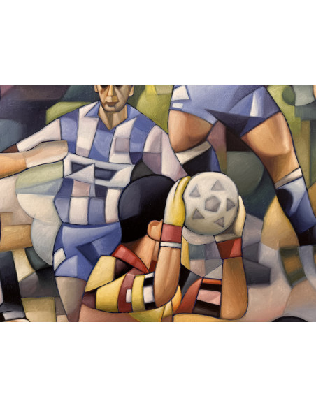 José Ramón. ( A Coruña, 1939 -2016). El fútbol. Óleo sobre lienzo.