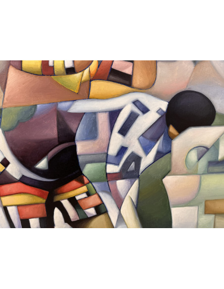 José Ramón. ( A Coruña, 1939 -2016). El fútbol. Óleo sobre lienzo.