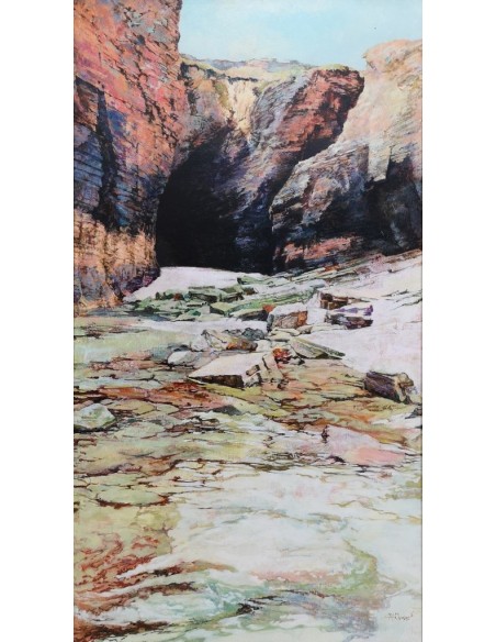 Cipriano Riveiro. Praia das catedrais. Óleo sobre lienzo