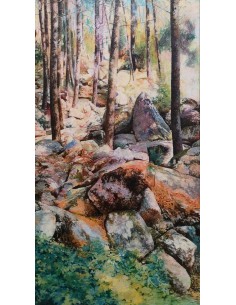 Cipriano Riveiro. Paisaje fluvial. Óleo sobre lienzo