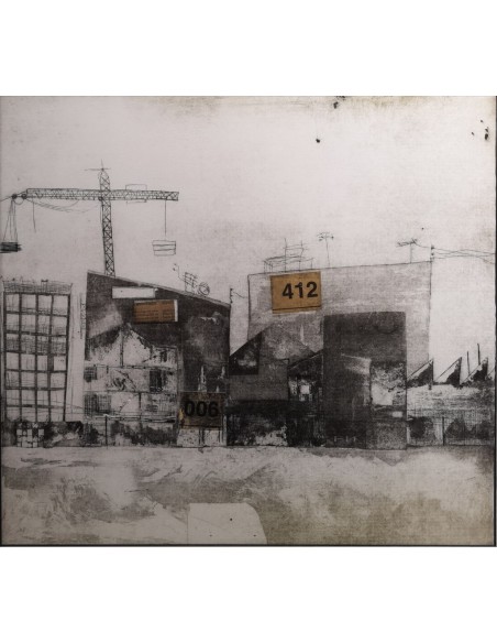 Laura Lache (Madrid, 1976) Paisaje urbano. Técnica mixta sobre cartulina