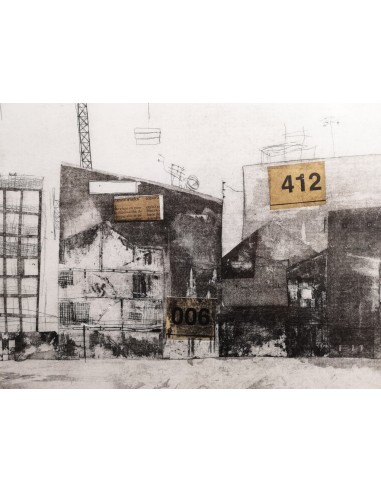 Laura Lache (Madrid, 1976) Paisaje urbano. Técnica mixta sobre cartulina