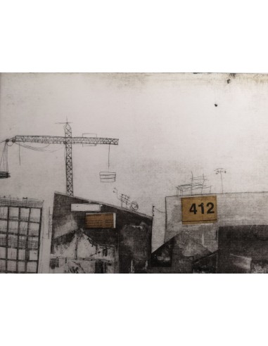 Laura Lache (Madrid, 1976) Paisaje urbano. Técnica mixta sobre cartulina