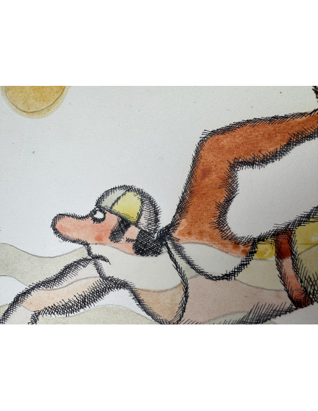 Abelenda, Alfonso (A Coruña, 1931 - 2019). Natación. Mixta sobre cartulina.
