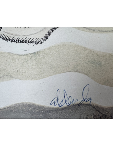 Abelenda, Alfonso (A Coruña, 1931 - 2019). Natación. Mixta sobre cartulina.