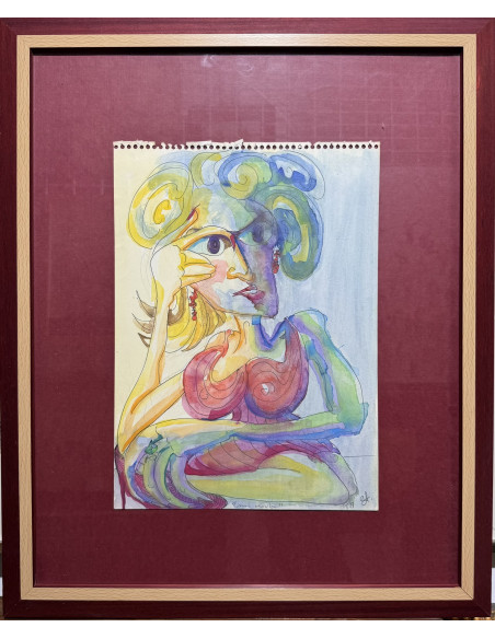 Enrique Tenreiro . (A Coruña, 1969). Retrato de mi novia. Mixta sobre cartulina.