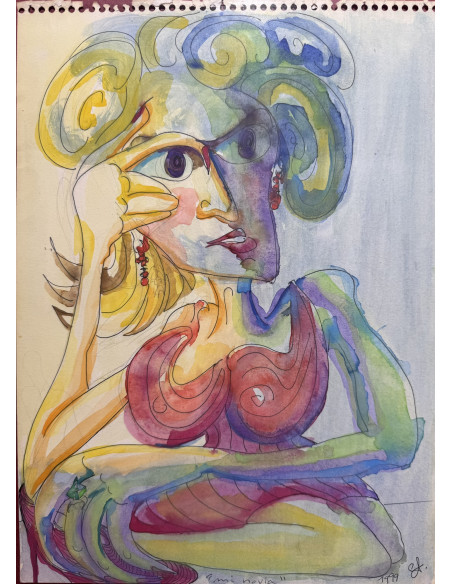 Enrique Tenreiro . (A Coruña, 1969). Retrato de mi novia. Mixta sobre cartulina.