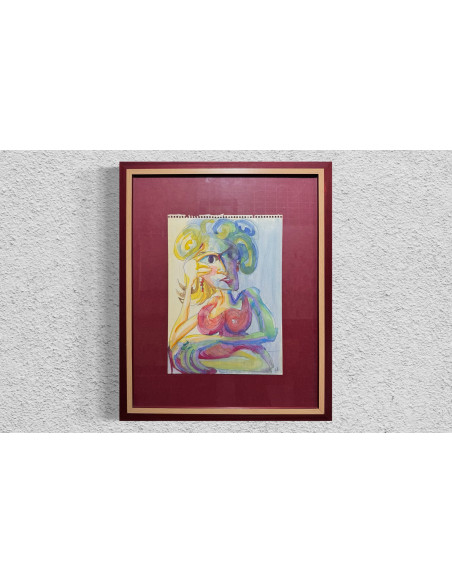 Enrique Tenreiro . (A Coruña, 1969). Retrato de mi novia. Mixta sobre cartulina.