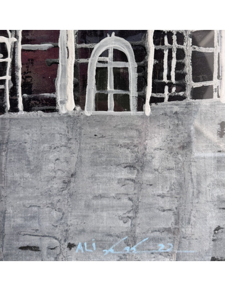 Ali Ali (Syria, 1974). La ciudad de cristal. Mixta sobre cartulina.