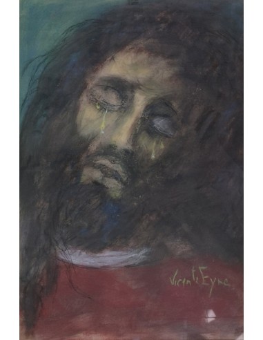 Vicente Eyre (Ponte Caldelas, 1918 - Lugo, 2008). Cristo. Técnica mixta sobre papel